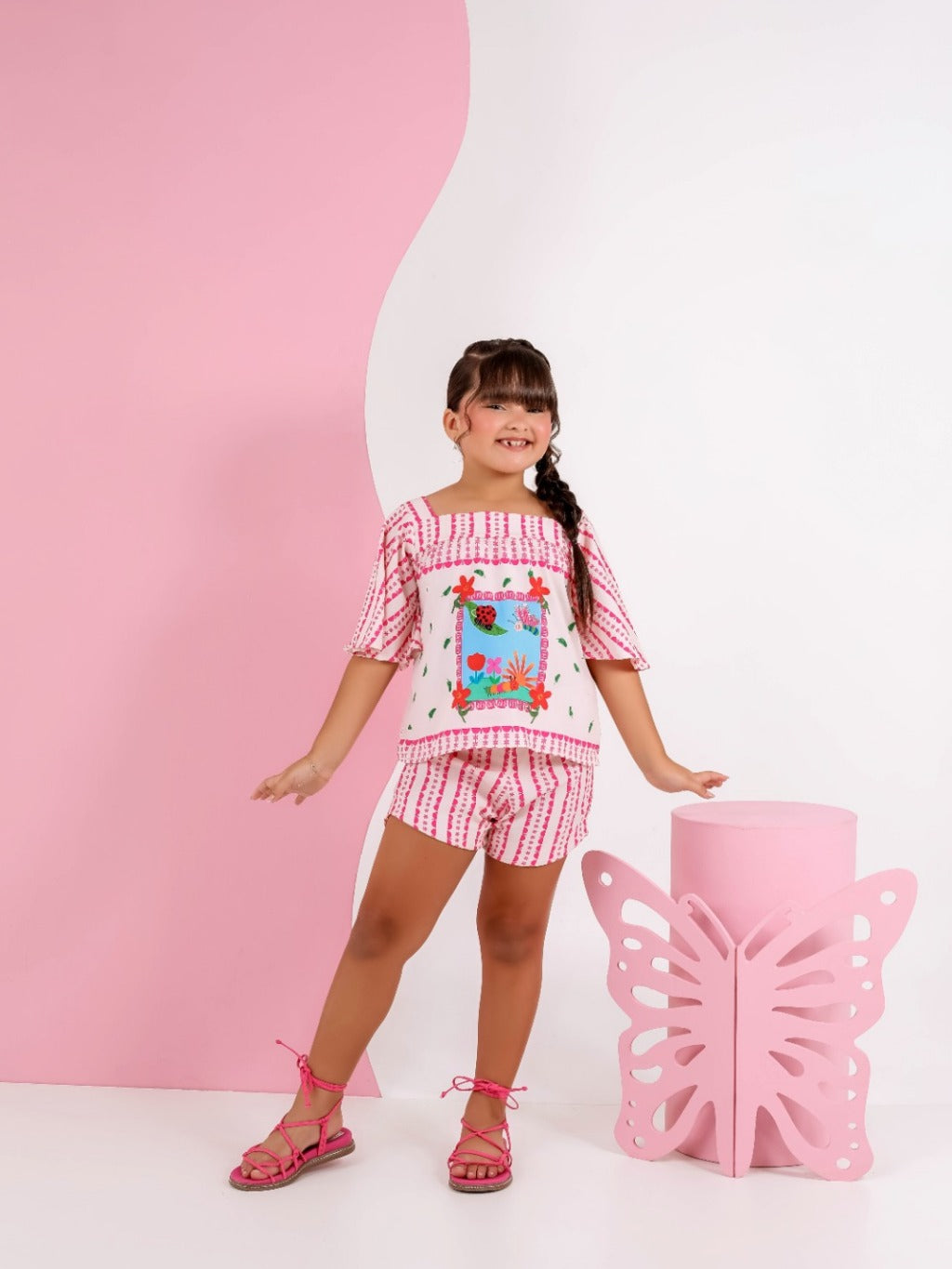 Conjunto Infantil Menina Barato Promoção Primavera Verão