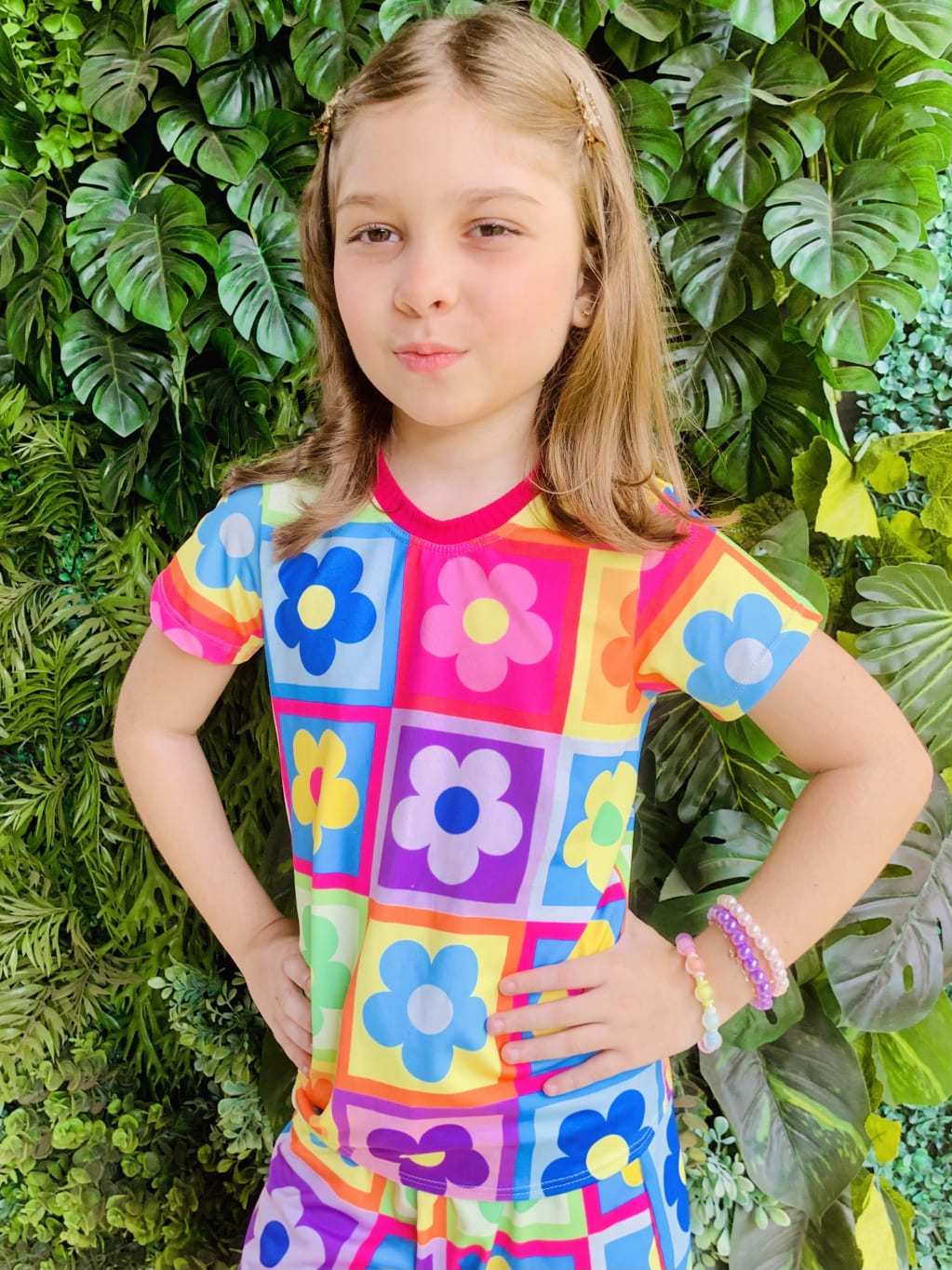 Conjunto Infantil Menina Blogueirinha Short e Blusa Estampa Flor