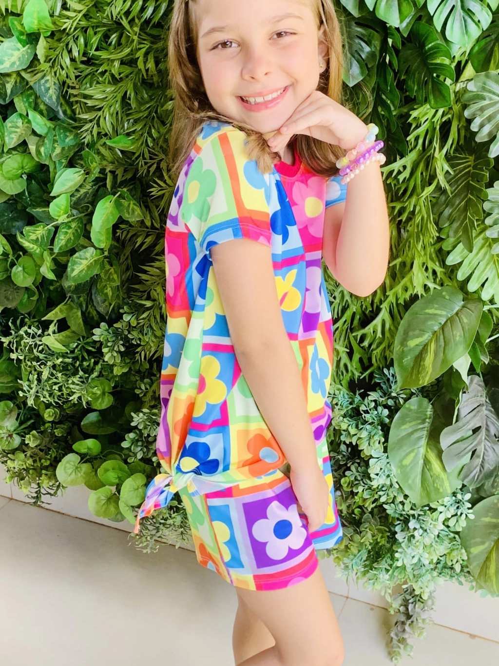 Conjunto Infantil Menina Blogueirinha Short e Blusa Estampa Flor