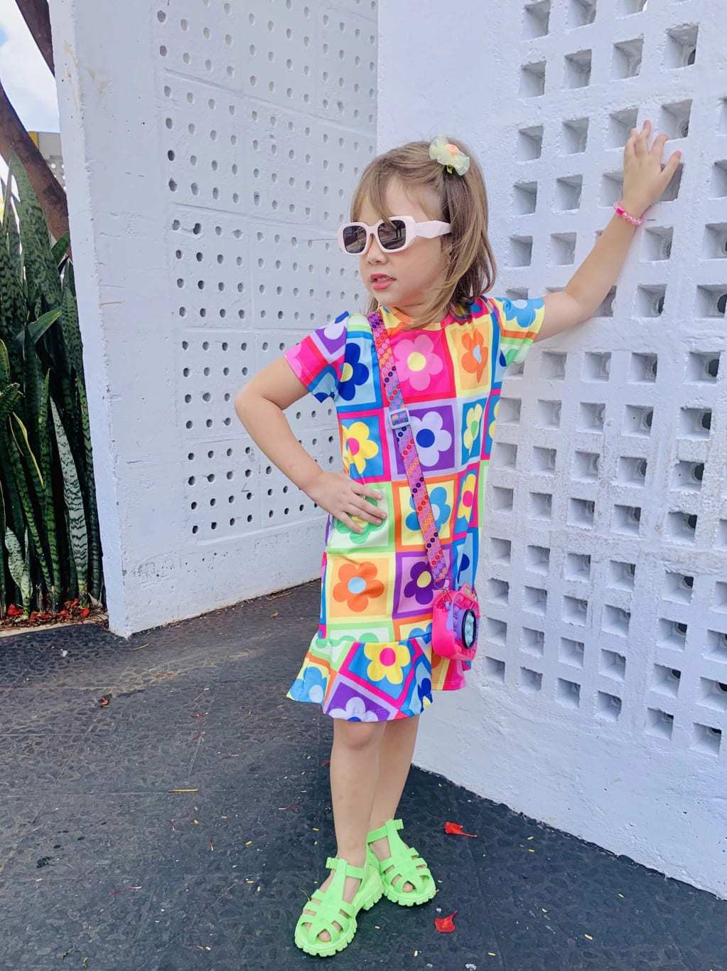 Vestido Infantil Menina Colorido Estampa Flor