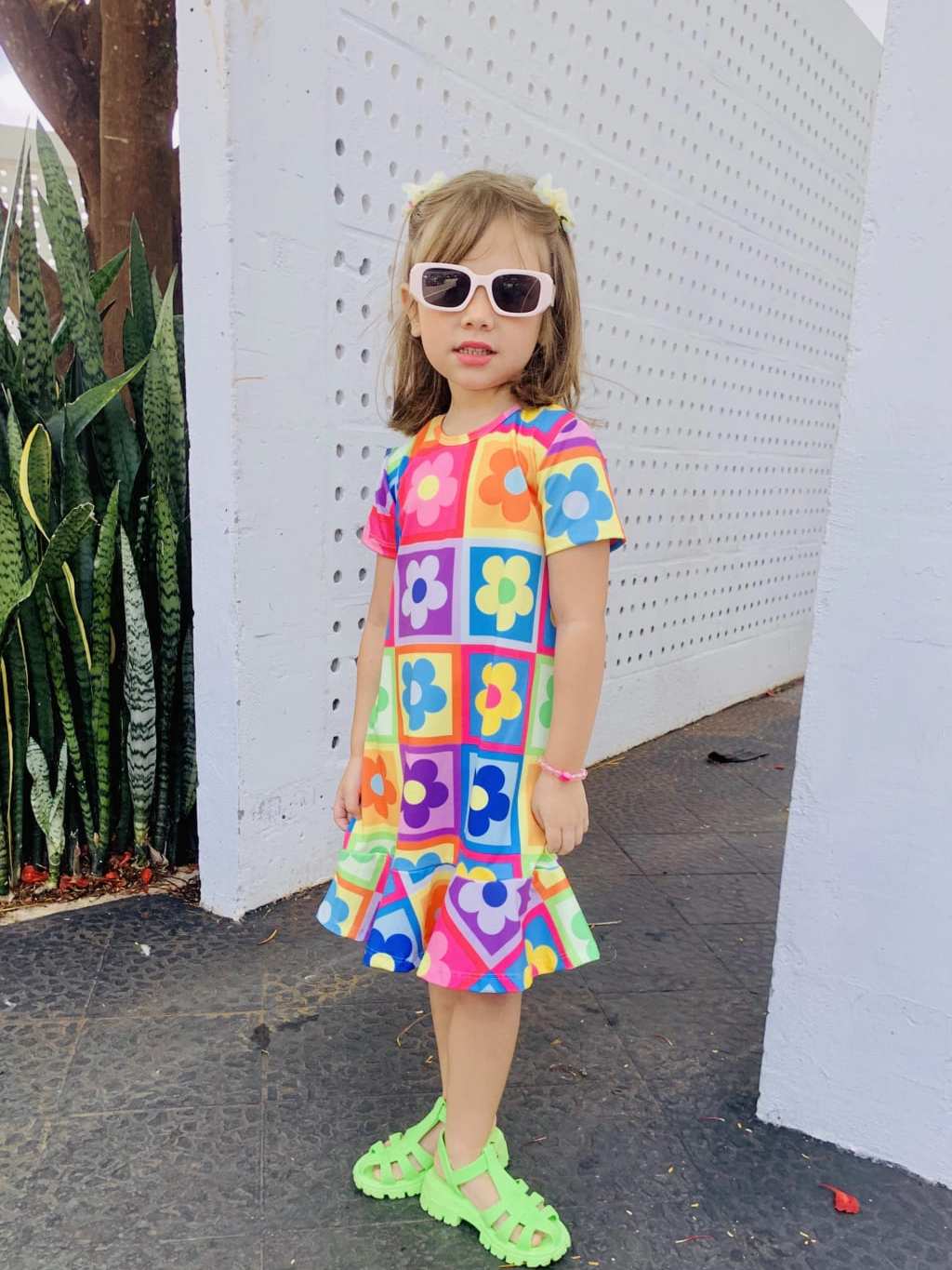 Vestido Infantil Menina Colorido Estampa Flor