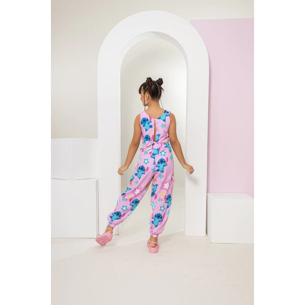 Conjunto Stitch Infantil Menina Calça e Blusa Regata Amarração Atrás
