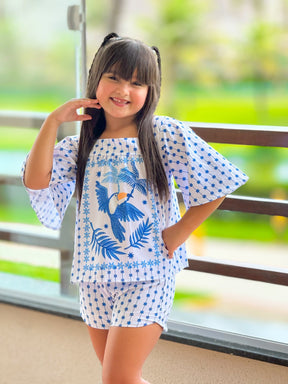 Conjunto Sofia Infantil Menina Azul Tucano