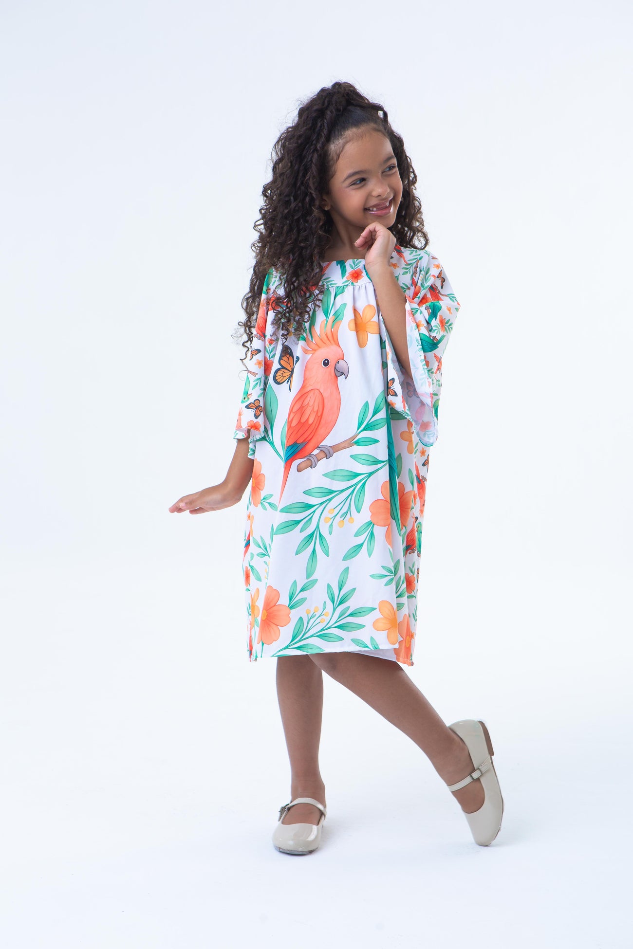 Vestido Lara Manga Longa Estampa Farm Pássaros