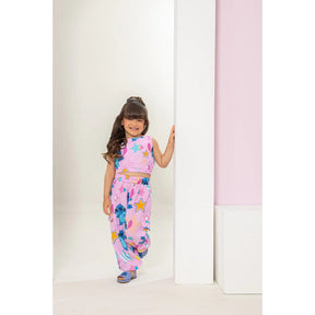 Conjunto Stitch Infantil Menina Calça e Blusa Regata Amarração Atrás