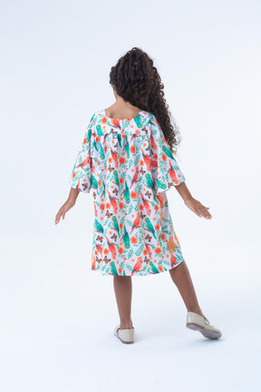Vestido Lara Manga Longa Estampa Farm Pássaros
