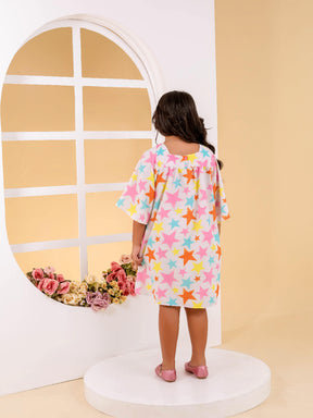 Vestido Manga Longa Infantil Menina Moda Festas Estampa Farm Animais Flores
