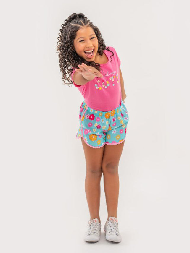 Conjunto Infantil Menina Short e Blusa Im Always Cute Tamanhos 4, 6 e 8