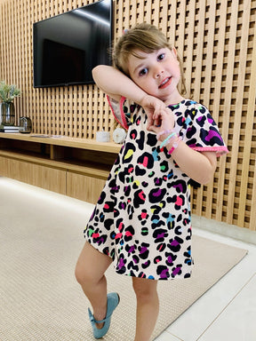 Vestido Infantil Menina Blogueirinha Lady Estampa Oncinha