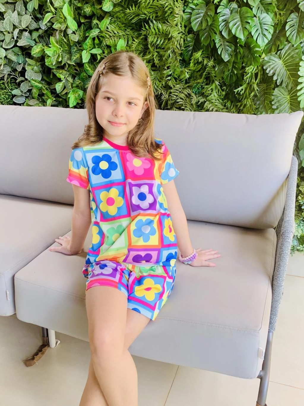 Conjunto Infantil Menina Blogueirinha Short e Blusa Estampa Flor