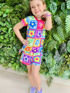 Conjunto Infantil Menina Blogueirinha Short e Blusa Estampa Flor