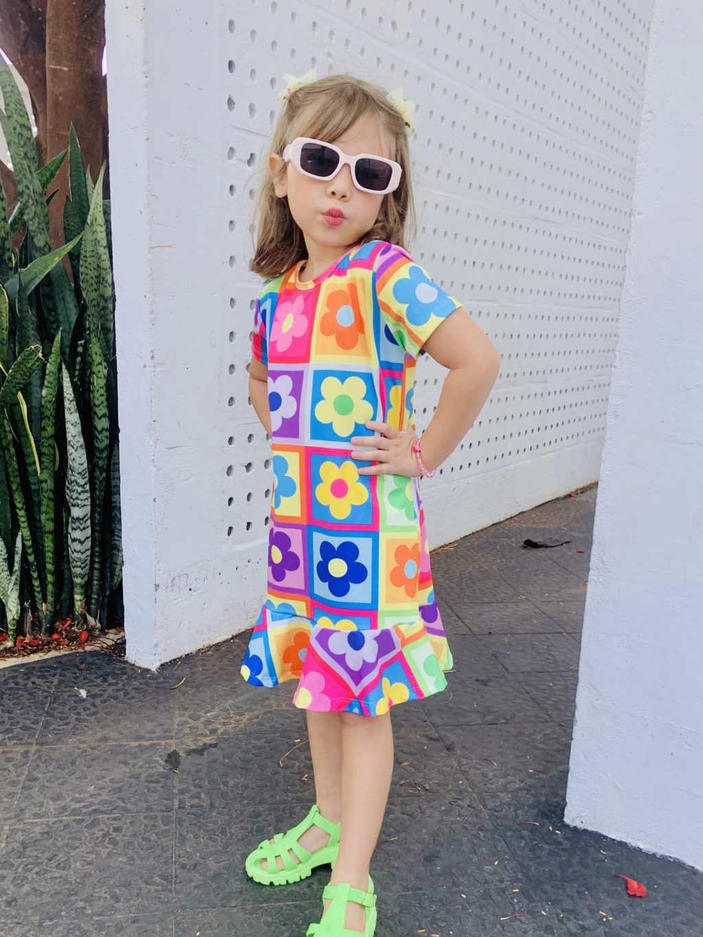 Vestido Infantil Menina Colorido Estampa Flor