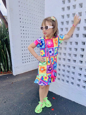 Vestido Infantil Menina Colorido Estampa Flor