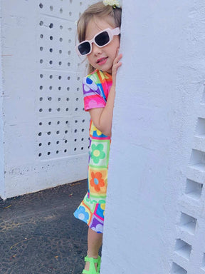Vestido Infantil Menina Colorido Estampa Flor