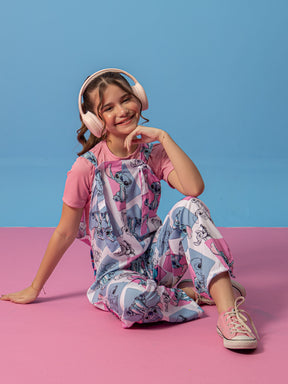Macacão Stitch Infantil Com Blusa Infantil Juvenil Tam 6, 8 ,14