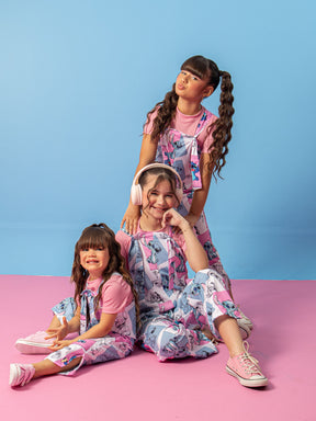 Macacão Stitch Infantil Com Blusa Infantil Juvenil Tam 6, 8 ,14