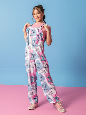 Macacão Stitch Infantil Com Blusa Infantil Juvenil Tam 6, 8 ,14