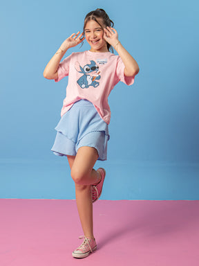 Conjunto do Stitch Infantil Menina Short Saia Balonê