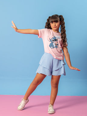 Conjunto do Stitch Infantil Menina Short Saia Balonê