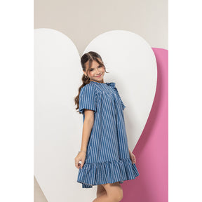Vestido Longo Infantil Feminino Mãe e Filha Manga Bufante