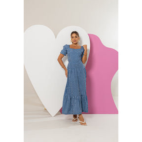 Vestido Longo Infantil Feminino Mãe e Filha Manga Bufante