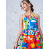 Vestido Infantil Stitch Menina Juvenil Com Alças Estampa Stitch Colorido
