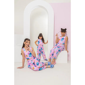 Conjunto Stitch Infantil Menina Calça e Blusa Regata Amarração Atrás
