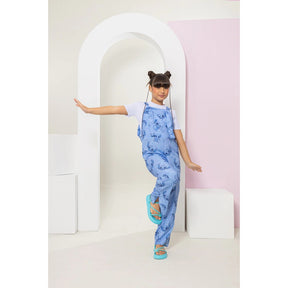 Macaquinho Stitch Infantil Menina Com Alça E Blusa Macacão Do Stitch Azul