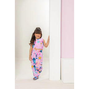 Conjunto Stitch Infantil Menina Calça e Blusa Regata Amarração Atrás
