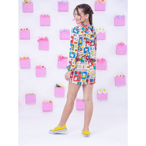 Casaco Blusa De Frio Hello Kitty Conjunto Blogueirinha Feminino Short e Blusa Com Capuz Zíper