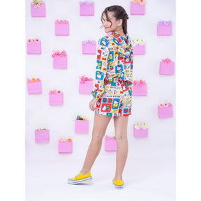 Casaco Blusa De Frio Hello Kitty Conjunto Blogueirinha Feminino Short e Blusa Com Capuz Zíper